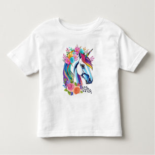 Cute Floral Unicorn Kid's Toddlers T-shirt Design 