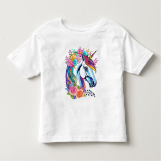 Cute Floral Unicorn Kid's Toddlers T-shirt Design