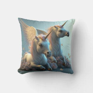 Cute floral Unicorns flying little pony Cushion