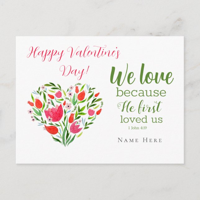 Cute Floral Valentine's Postcard (Front)