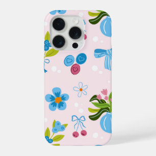 Cute Floral Vase Seamless Pattern iPhone 15 Pro Case