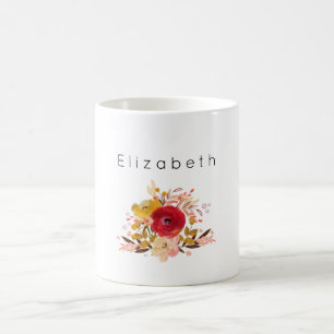 Cute Floral Watercolor Bouquet Personalised Coffee Mug