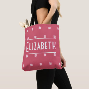 Cute Floral Watercolor Name Typography Girly Pink Tote Bag
