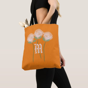 Cute Floral Watercolor Pink Rose Orange Fall Tote Bag