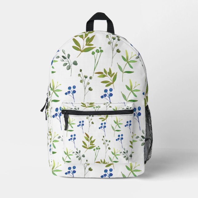 Cute Floral Watercolor  Printed Backpack (Front)