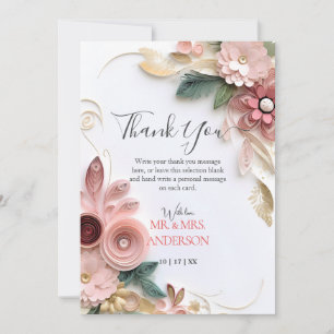 Cute Floral Wedding Frame Paper Quilling Thank You Card