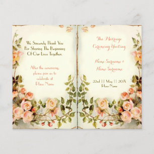 cute floral wedding program,roses