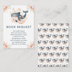 Cute Floral Whale Baby Shower Book Request Enclosure Card
