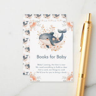 Cute Floral Whale Baby Shower Books for baby Enclosure Card