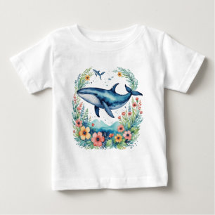  Cute floral whale Baby T-Shirt