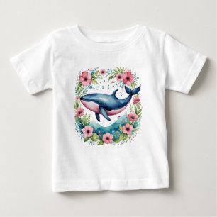 Cute floral whale Baby T-Shirt
