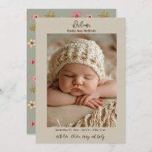 Cute Floral Whimsical Flower Sweet Baby Girl Birth