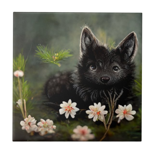 Cute floral wild animal    ceramic tile (Front)