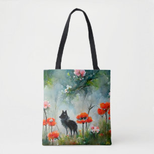 Cute floral wild animal tote bag