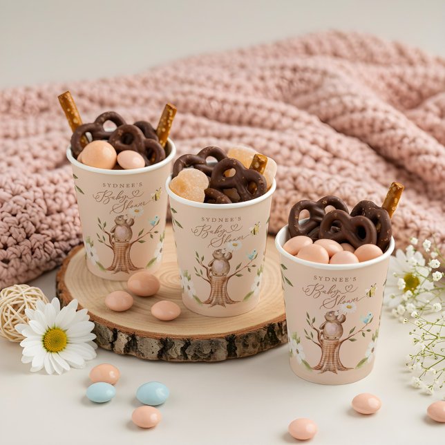 Cute Floral Woodland Knitted Bear Baby Shower Paper Cups (Cute Floral Woodland Knitted Bear Baby Shower Paper Cups)