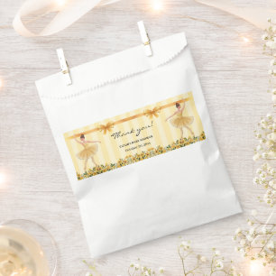 Cute Floral Yellow Ballerina Ribbon Baby Shower Favour Bag