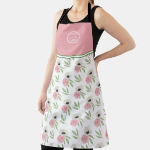 Cute Floral Your Logo Here Apron