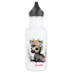 Cute Floral Zebra Kids School Wild Personalized  532 Ml Water Bottle