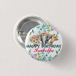 Cute Floral zoo jungle Animals Birthday Welcome 3 Cm Round Badge