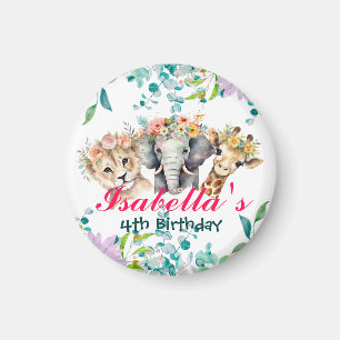 Cute Floral zoo jungle Animals Birthday Welcome Magnet