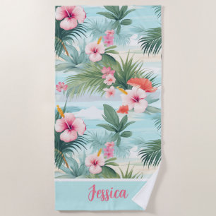 Cute Florals Tropical Beach Summer Pattern Towel