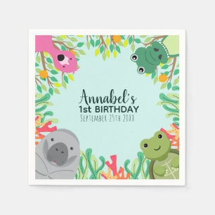 Cute Florida Animals Wild One Kids Birthday Napkin