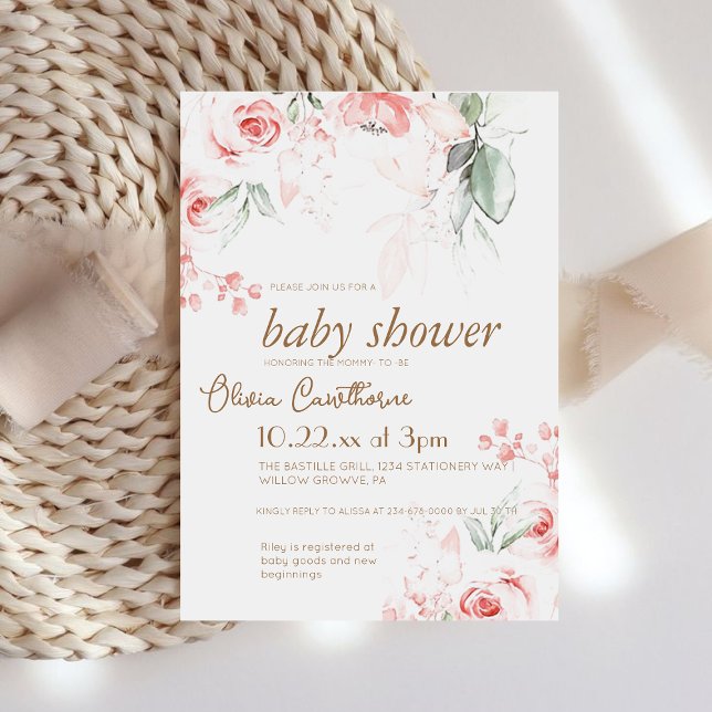 Cute Flower Baby Shower Party Modern Baby Shower  Invitation (Creator Uploaded)