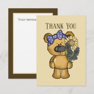 Cute flower bear add message thank you card