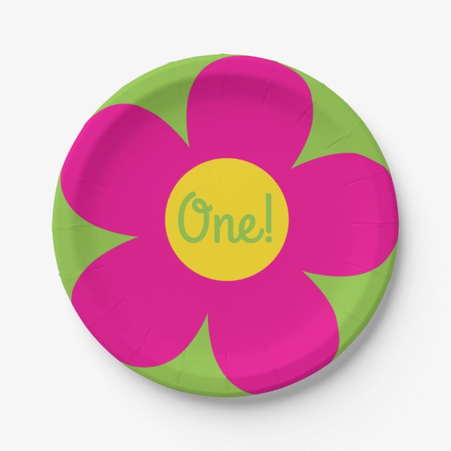 Cute Flower Birthday Party Paper Plate (Front)