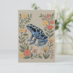 Cute Flower Blue Poison Dart Frog Toad Frog Lover Invitation