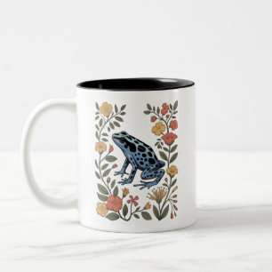 Cute Flower Blue Poison Dart Frog Toad Frog Lover Two-Tone Coffee Mug