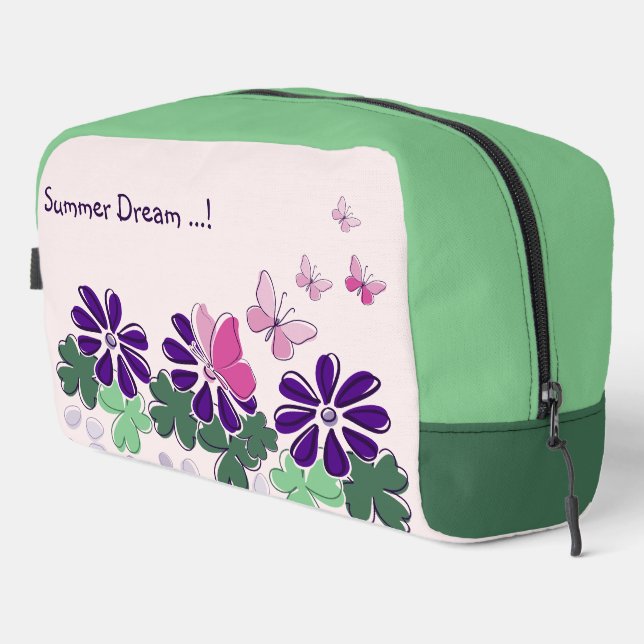 Cute Flower Butterflies Doodle Name Dopp Kit (Right Corner)