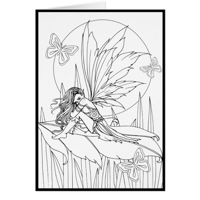 Cute Flower Butterflies Fairy Colour Your Own Card (Front)