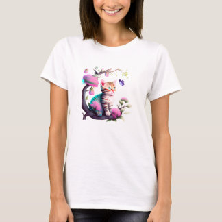 Cute Flower Cat Acrylic T-Shirt