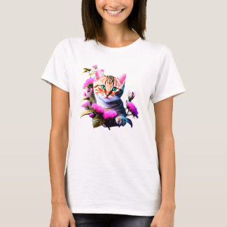 Cute Flower Cat Acrylic T-Shirt