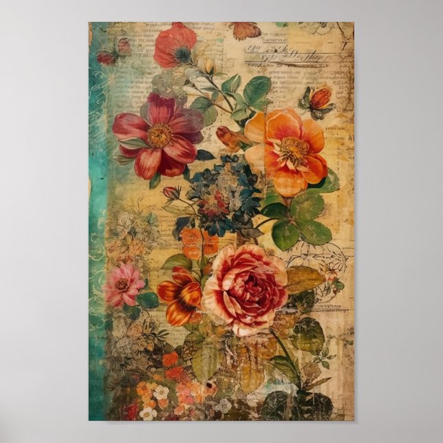 Cute Flower Collage Poster (Front)