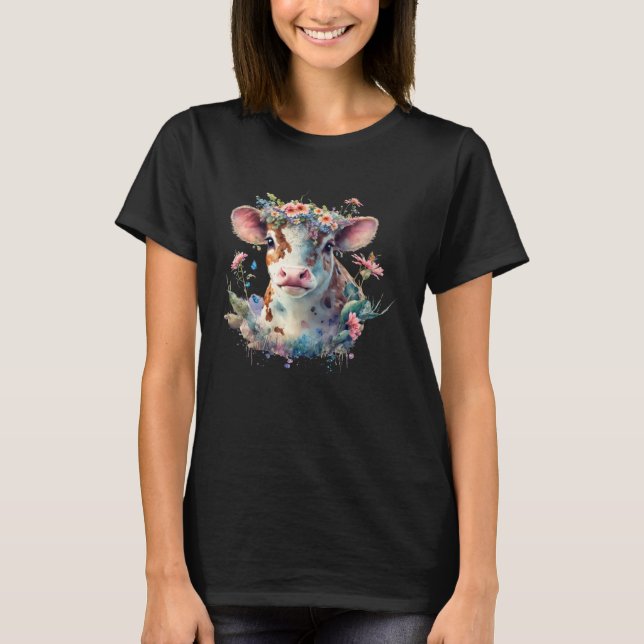 Cute Flower Cow T-Shirt (Front)