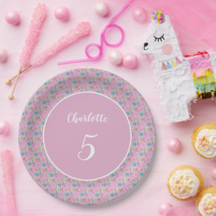 Cute Flower Doll Watercolor Paper Plate