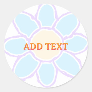 Cute Flower Drawing Custom Text Classic Round Sticker