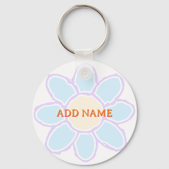  Cute Flower Drawing Custom Text Key Ring (Front)