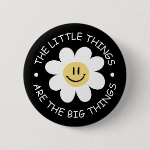 cute flower face with motivational quote 6 cm round badge