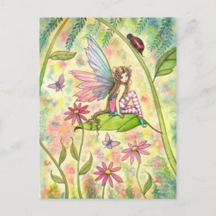 Cute Flower Fairy and Ladybug Fantasy Art Postcard