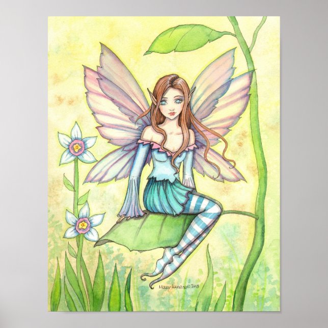 Cute Flower Fairy Fantasy Art Poster (Front)