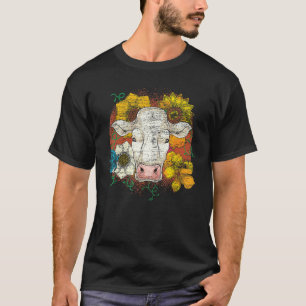 Cute Flower Farm Animal Lover Farmer Vintage Cow T-Shirt