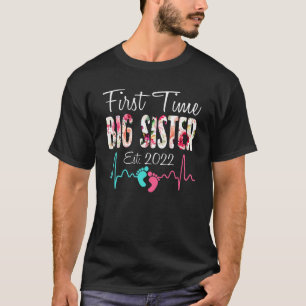 Cute Flower First Time Big Sister Birthday Mothers T-Shirt
