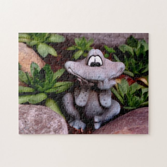 Cute Flower Garden Frog Photo Painting  Jigsaw Puzzle (Horizontal)