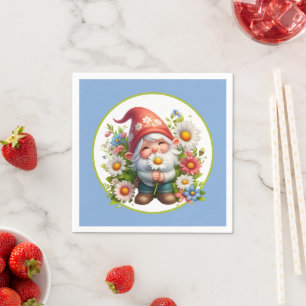 Cute flower garden party gnome  napkin