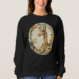 Cute Flower Giraffe on summer Floral Giraffe 3 Sweatshirt
