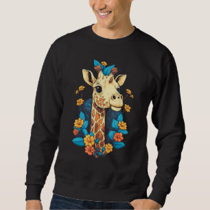 Cute Flower Giraffe on summer Floral Giraffe Sweatshirt