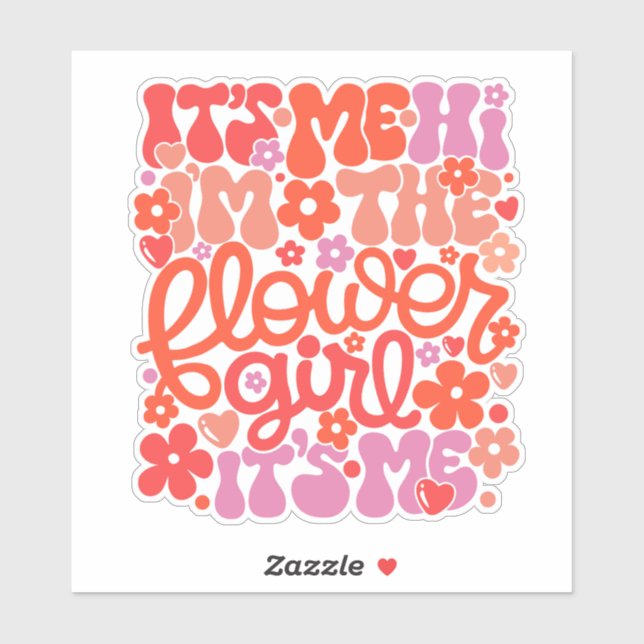 Cute Flower Girl Wedding “Hi It’s Me” Sticker (Sheet)